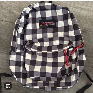 JanSport Classic Black and White Plaid Backpack